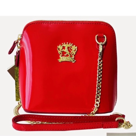 Pratesi Firenze Handbags - NWT Pratesi Firenze Red Leather Crossbody Purse with Gold Hardware